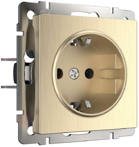 Розетка с заземлением без рамки Werkel 1-м. шампань рифленый картинка